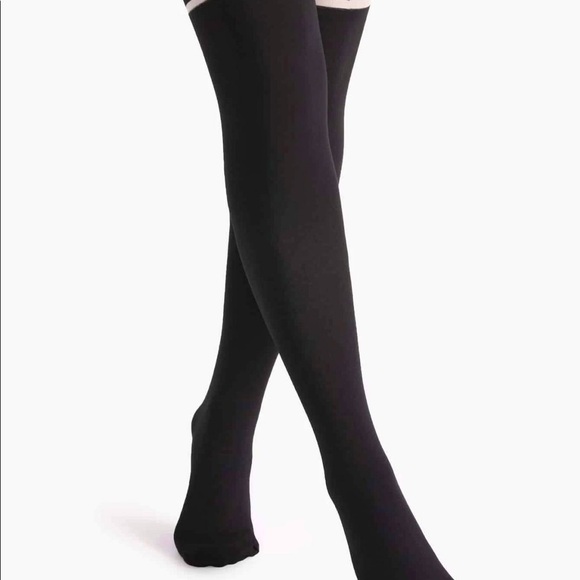 Black And Nude Patchwork Striped Pantyhose Stockings -NEW - Picture 5 of 7